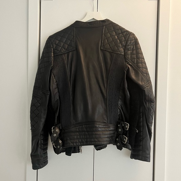Maison Scotch & Soda Leather and Shearling Biker Jacket - Picture 3 of 7